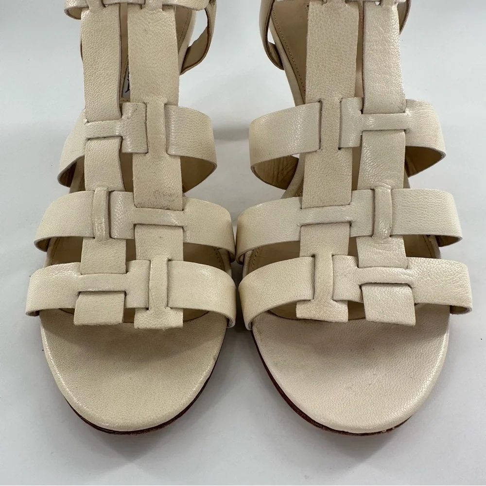 Via Spiga womens heels size 7.5 bone cream leather coastal granny